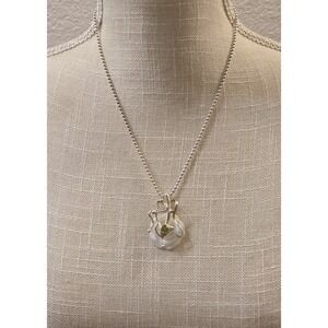 Vintage Art Nouveau‎ Sterling Silver Peridot & MOP Floral Motif Necklace 19.5"
